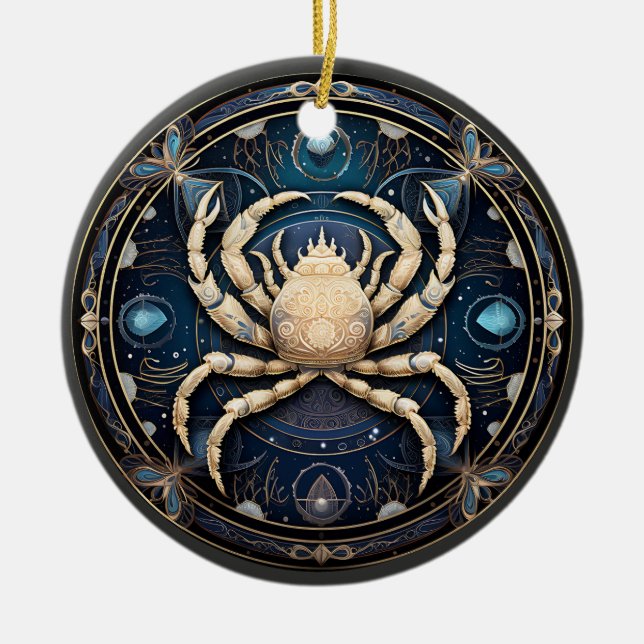 Cerâmica Ornamento de Astrologia Personalizada do Cancer Zo (Frente)