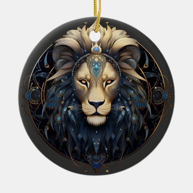 Cerâmica Ornamento de Astrologia Personalizada do Zodiac Le (Frente)