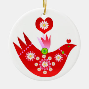 Cerâmica Ornamento de aves de férias do Mod Scandi