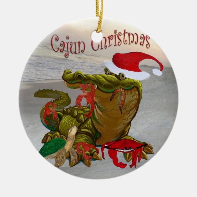 Cerâmica Ornamento de baías de Natal Cajun (Frente)