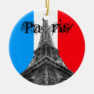 Cerâmica Ornamento de Bandeira de Paris da Torre Eiffel