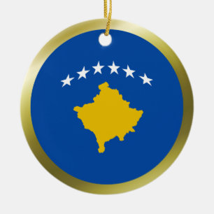 Cerâmica Ornamento de Bandeira do Kosovo