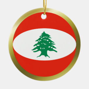 Cerâmica Ornamento de Bandeira do Líbano