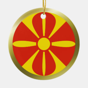 Cerâmica Ornamento de Bandeiras da Macedônia do Norte