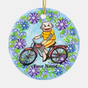 Cerâmica ornamento de bicicleta Pedal Sock Monkey