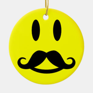 Cerâmica Ornamento de bigode feliz e irritado