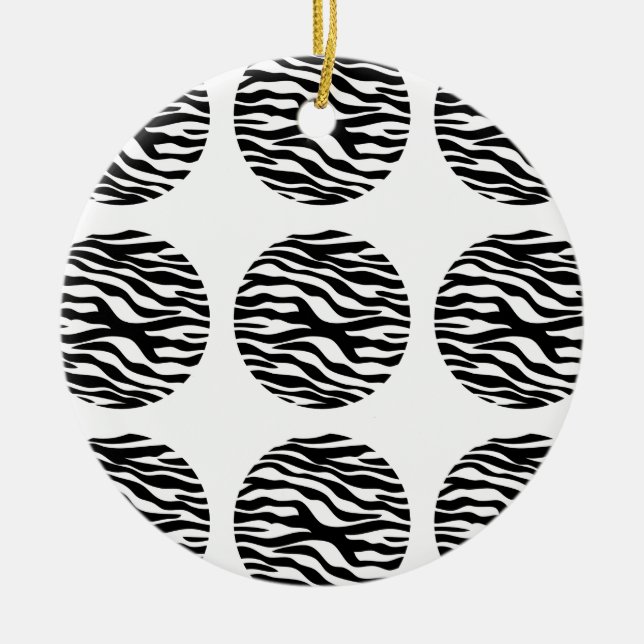 Cerâmica Ornamento de Bolinhas de Impressão Zebra (Frente)