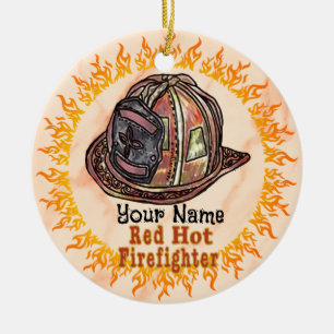 Cerâmica Ornamento de bombeiros personalizados do Red Hot F