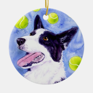 Cerâmica Ornamento de border collie - do "o ouro Magpie "