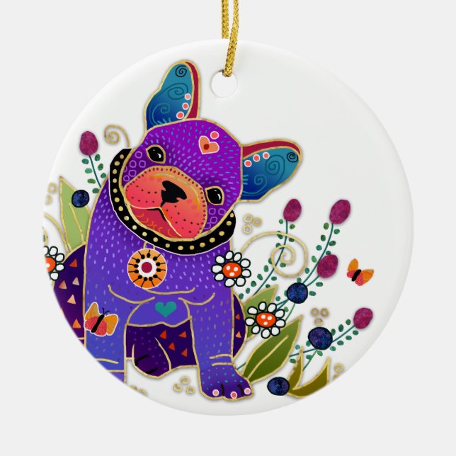 Cerâmica ornamento de buldogue BINDI FRENCHIE (Frente)