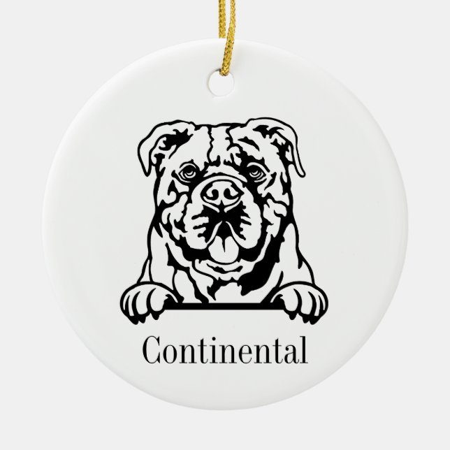 Cerâmica ornamento de buldogue continental (Frente)