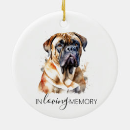 Cerâmica ornamento de Bullmastiff com aquarela memorial