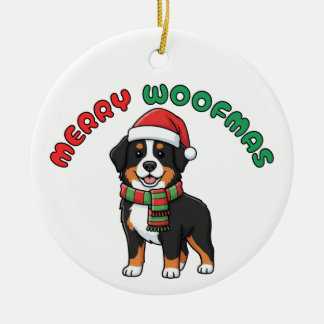Cerâmica Ornamento de Cachorro de Montanha Bernese: Feliz W