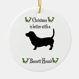 Cerâmica Ornamento de Cães de Caça-Caça-Basset de Natal