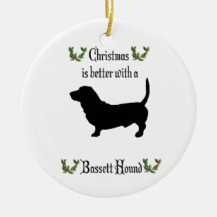 Cerâmica Ornamento de Cães de Cão de Basset de Natal