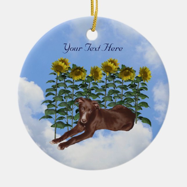 Cerâmica Ornamento de Cães, Flores de Cachorro Negra (Frente)