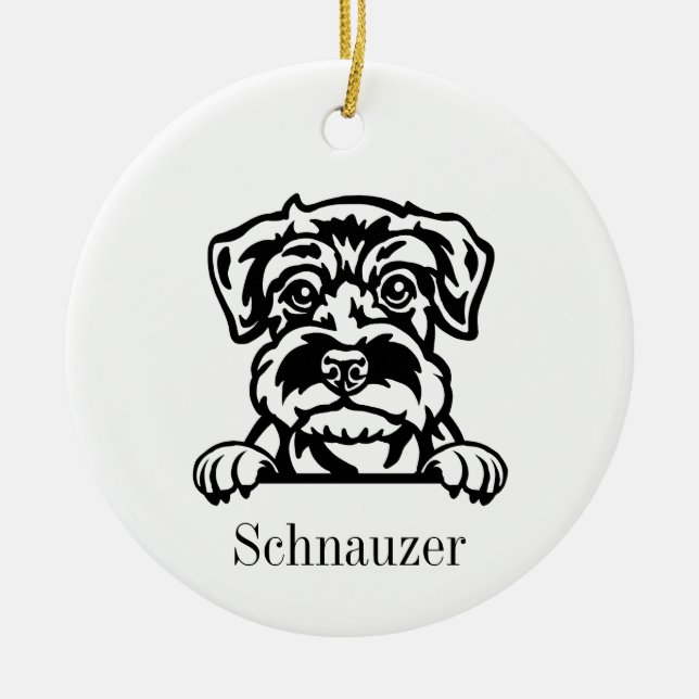 Cerâmica ornamento de cães Miniatura Schnauzer (Frente)