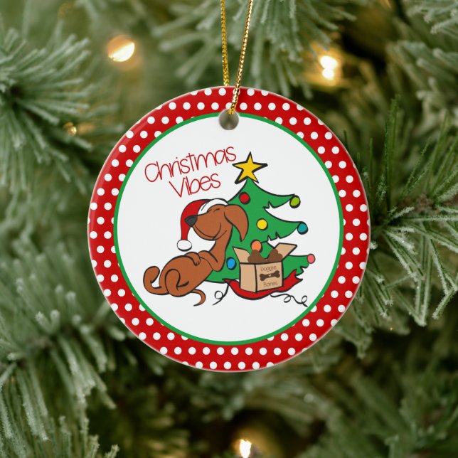 Cerâmica Ornamento de Cães Vibes de Natal (Árvore)