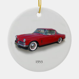 Cerâmica ornamento de carro clássico vermelho em 1953