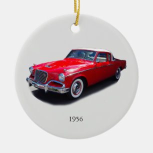 Cerâmica ornamento de carro clássico vermelho em 1956