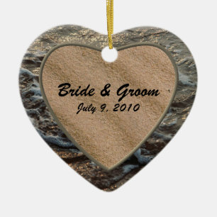 Cerâmica Ornamento de Casamento do Beach Serenity Keepsasaw