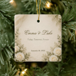 Cerâmica Ornamento de casamento floral elegante personaliza