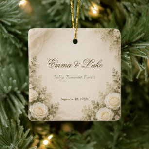 Cerâmica Ornamento de casamento floral elegante personaliza