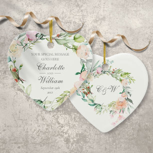 Cerâmica Ornamento de casamento floral, ornamento de aniver