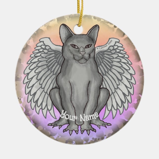 Cerâmica Ornamento de Cat Gargoyle (Frente)