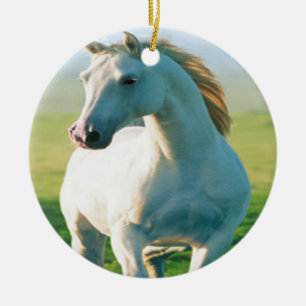 Cerâmica Ornamento de Cavalo Branco