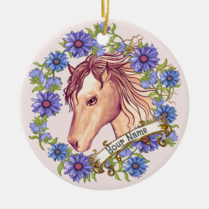 Cerâmica ornamento de Cavalo de Daisy Azul