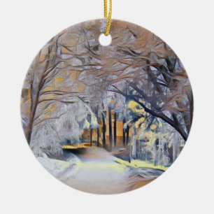 Cerâmica Ornamento de Cenário Amarelo de inverno Beige Bro