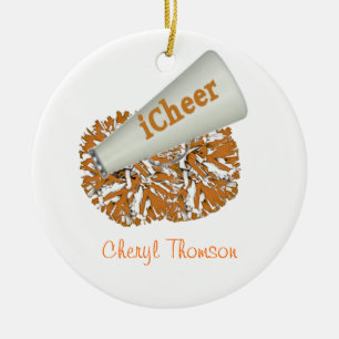 Cerâmica Ornamento de Cheerleader Laranja e Branco