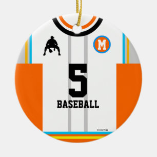 Cerâmica Ornamento de Cinzas Azul Laranja Baseball Jersey