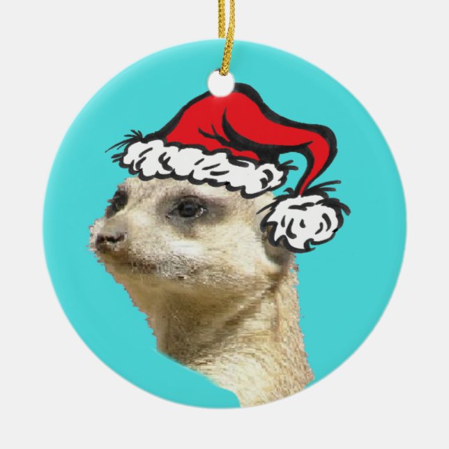 Cerâmica Ornamento de Círculo Personalizável do Meerkat de  (Frente)