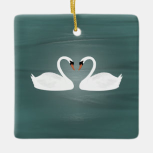 Cerâmica Ornamento de Cisnes