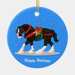 Cerâmica Ornamento de Clydesdale do Natal