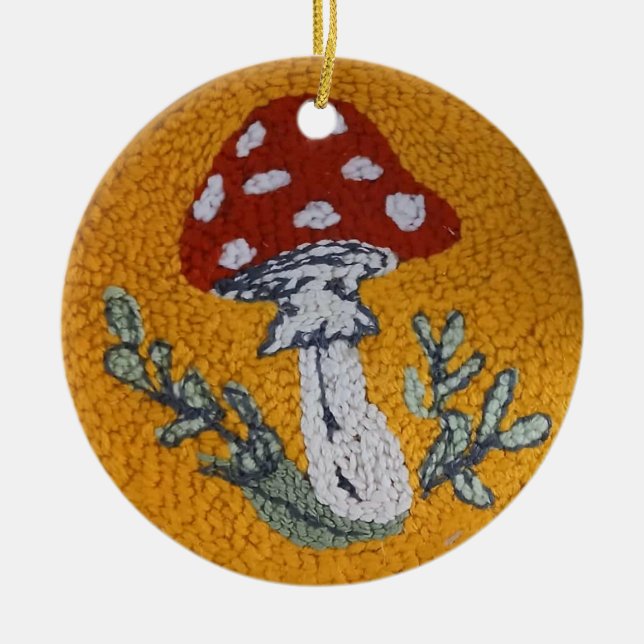 Cerâmica ornamento de cogumelo design com vinco (Frente)