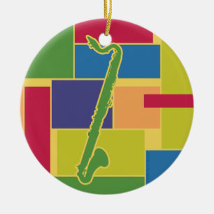 Cerâmica Ornamento de Colorblocks do clarinete baixo