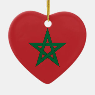 Cerâmica Ornamento de Coração de Bandeira do Marrocos