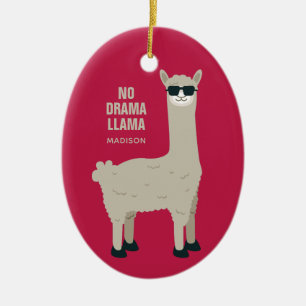Cerâmica Ornamento de cores e nomes personalizados do Llama