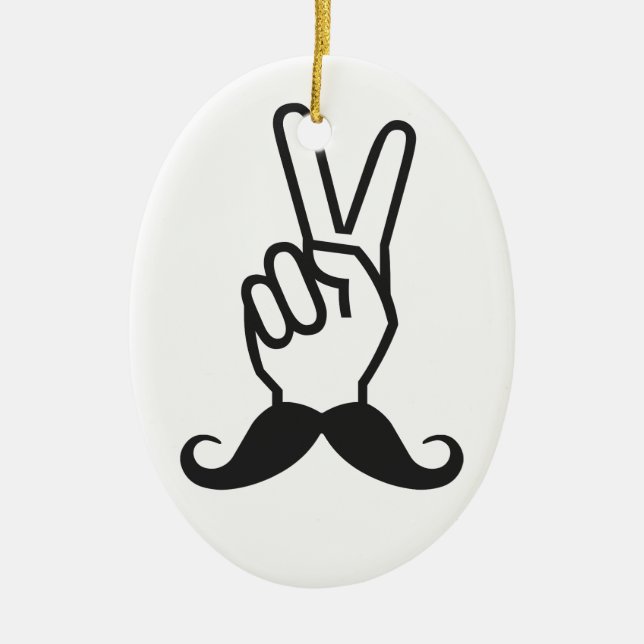 Cerâmica Ornamento de cores personalizado do bigode vencedo (Frente)