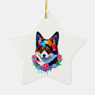 Cerâmica Ornamento de Corgões Coloridos Bonitos