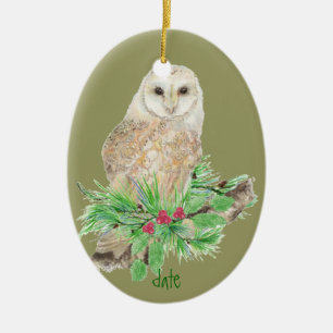 Cerâmica Ornamento de Coroa de Natal com Data Personalizada