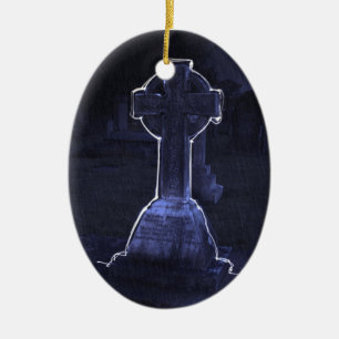 Cerâmica Ornamento de Cross Gravestone