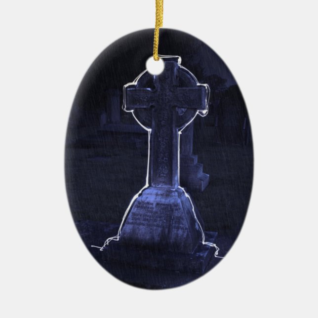 Cerâmica Ornamento de Cross Gravestone (Frente)