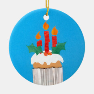 Cerâmica Ornamento de Cupcake de Natal
