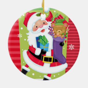 Cerâmica Ornamento de dança de Papai Noel