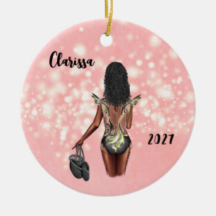 Cerâmica Ornamento de dança para Crianças Negras Personaliz