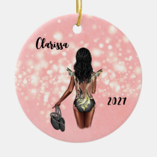 Cerâmica Ornamento de dança para Crianças Negras Personaliz